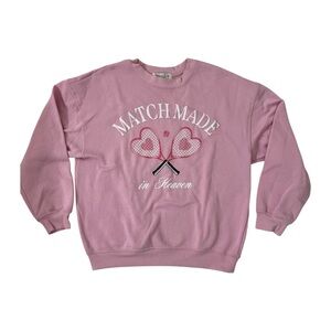 Kawaii Pink Tennis Crew Neck Sweater “Match Made in Heaven”
